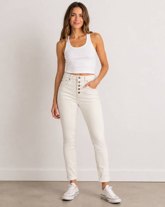 Dear John Denim - Dear John Olivia Jeans Size 27 Vanilla Ice Super High Rise Skinny Button Fly
